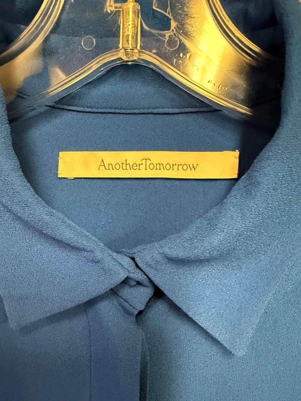 Another Tomorrow Classic Royal Blue Long-Sleeve Button-Up Blouse - Picture 2 of 5